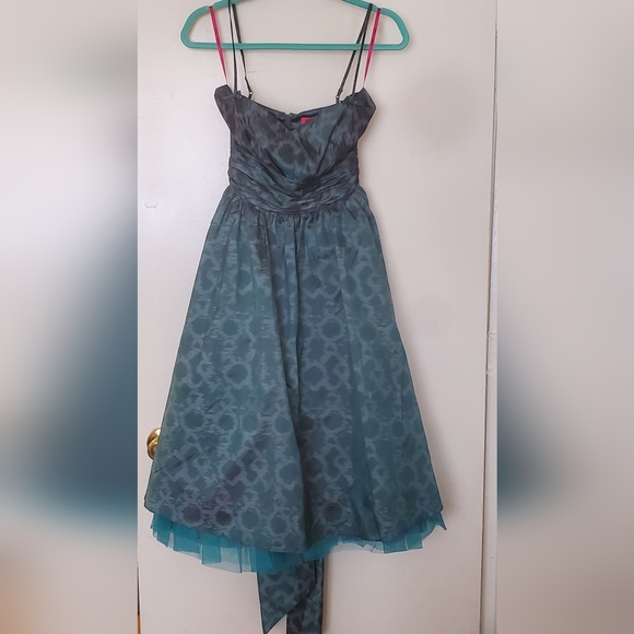 Betsey Johnson Teal Blue Green Snake Print Satin Prom Party Dress. - Picture 1 of 16